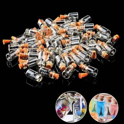 10pcs Mini 0.5ml Clear Glass Wishing Bottle Empty Sample Jars with Cork Stopper Jewelry Container