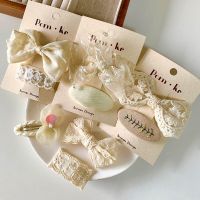 French Beige Lace Bow Hairpins Women Girls Hair Clips Pins Barrettes Accessories Hairclip Hairgrips Headdress Headwear Ornaments