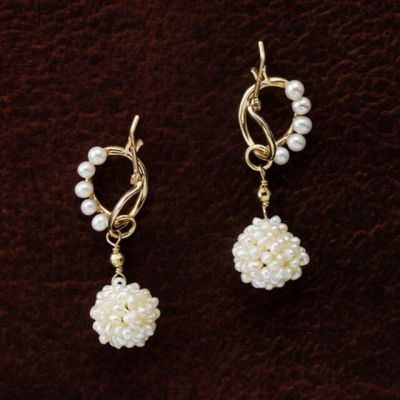 LAMOON Freshwater Pearl Earring For Women Irregular Pearl Retro Luxury Drop Earrings 14K Gold Plated Wedding Engagement