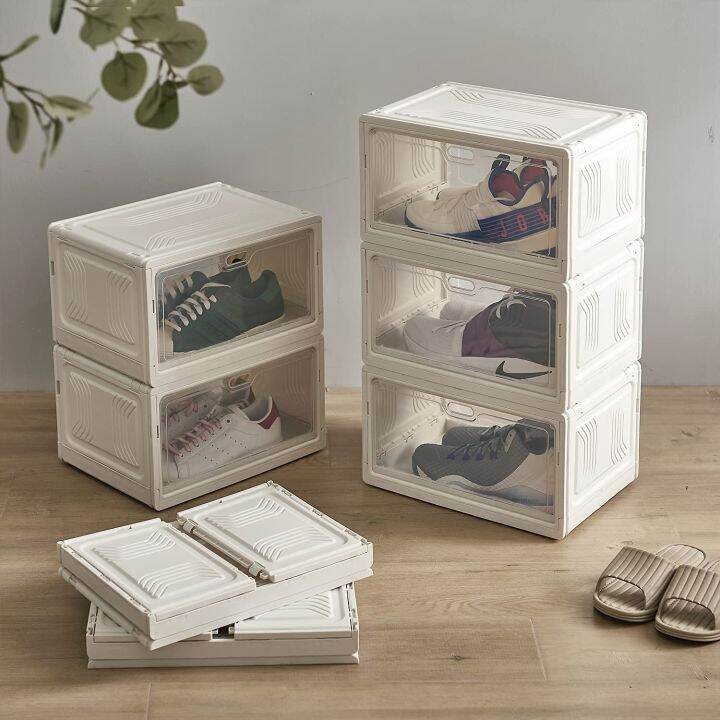 Shoe Storage Box White and black Shoe Rackss Waterproof and dustproof Stackable Shoe Storage