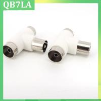 QB7LA Shop T Type 2 Way TV Splitter Aerial Coaxial Cable TV Male Plug to 2x Female Jack Antenna Connectors Adapters White