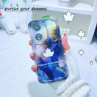 เคส OPPO A57 A78 A77S A55 A17 A17K A16 A15 A54 A95 A96 A76 A12 A3S A5 A7 A5S A74 A94 A93 Reno 4F Reno 5F F9 F9 Pro Star Sky ใบเมเปิลทำจากซิลิโคน