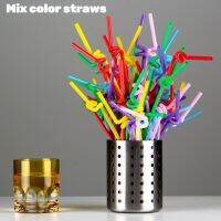 100-500pcs Colorful Drinking Kunststof Straws Bar Party Wedding Kitchen pajitas plastique Beverage Straw 6x260mm Barware