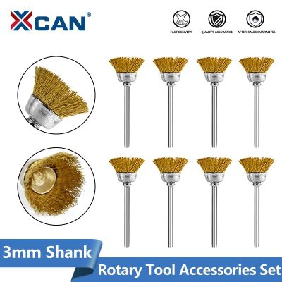 XCAN Polishing Wheel Brush Abrasive Tool 3.0mm Shank Brass Wire Brush for Dremel Rotary Tool Metal Polishing Tool 10/20pcs