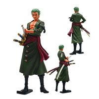 28ซม. ภาพอนิเมะหนึ่งชิ้น GK Roronoa Zoro รูปปั้นมังงะแบบยืนสามใบตุ๊กตาขยับแขนขาได้ของสะสมโมเดลของเล่นสำหรับเด็ก