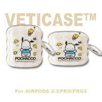 เคสหูฟังขอบหยักลายสุนัข Pochacco สุดน่ารักสำหรับ Apple AirPods Pro Gen 1 2 3 Pro Pro2ใหม่ปลอกใส่ Silikon Headset นุ่มป้องกัน AirPod เคสหูฟังเอียบัดไร้สายสีขาว