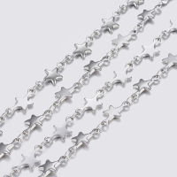 1m 3.28 Feet 304 Stainless Steel Chains Star Link Chains Soldered Stainless Steel Color 12x6x1mm