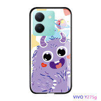 เคสโทรศัพท์พร้อมสำหรับ Vivo Y27 5G A78 OPPO 4G ลายการ์ตูนน่ารักสำหรับผู้หญิงเคสฝาหลังกระจกนิรภัยมันวาวกันกระแทกสำหรับเด็กผู้หญิง