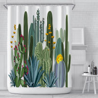 Cactus Digital Printing Shower Curtain Design Cartoon Children Waterproof Polyester Bathroom Curtain for Toilet