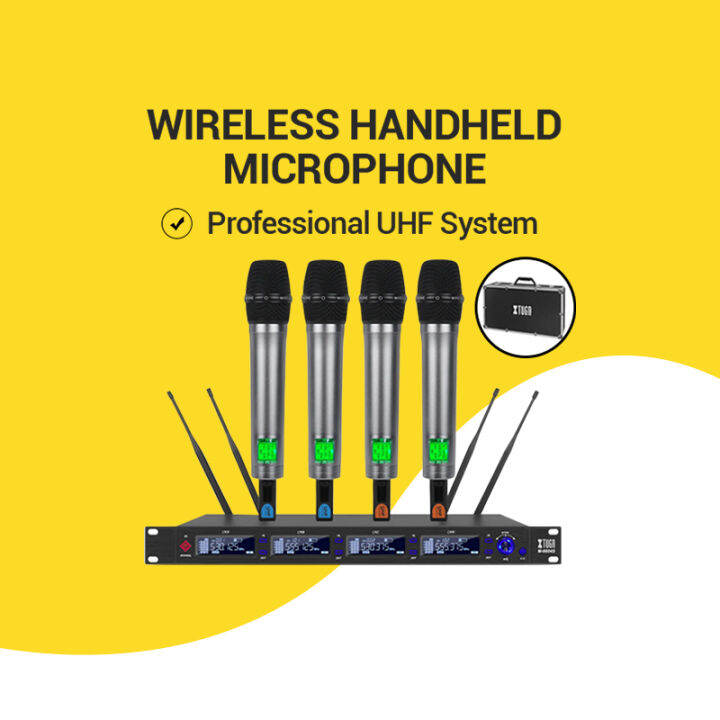 Wireless Microphone Professional 4 Channel UHF System, SKM4000 Upgraded