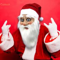 Cosmask Merry Christmas Santa Claus Mask Ornamen Santa Suit Hat Natural Latex Blue Eyes Merry Xmas Decor Costume Mask Cosplay