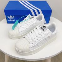 s06l5u8y0 Adidas ของแท้ 100% รองเท้ากีฬาลําลอง ข้อสั้น สีขาว สไตล์คลาสสิก สําหรับผู้หญิง