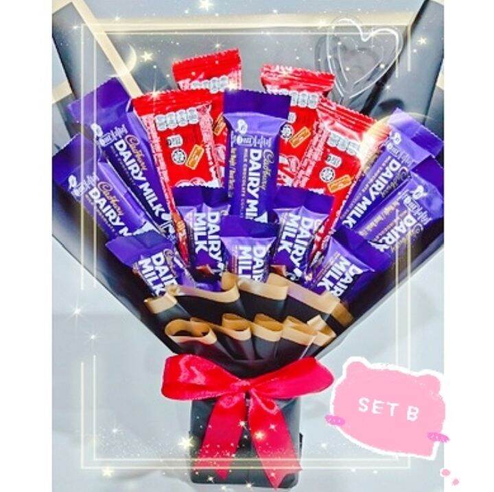 New Arrived ~ CHOCOLATE FLOWER BOUQUET WITH MINI DAIRY MILK / SURPRISE ...