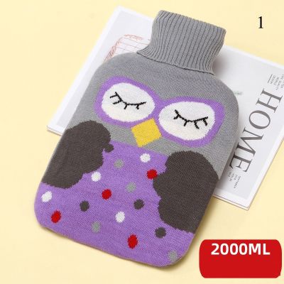 2000ml Cute Warm Hot Water Bag Knitted Cover Hot Water Bag Cover Warm Handbag Printed Hot Water Bottle Bag Cover Soft Insulation