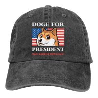 Adjustable Solid Color Baseball Cap Doge For President Washed Cotton Dogecoin Funny Bitcoin Sports Woman Hat