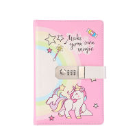 A5 Cute Unicorn Girl Diary Notebook Thicken Password Notebook with Code Lock Refillable Planner Organizer Kawaii Stationery Gift