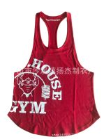 [COD] Factory customized foreign trade cross-border summer mens fitness bodybuilding printed loose sports quick-drying racerback vest