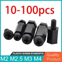 Black Nylon PCB Standoff Spacers Male To Female Motherboard Hexagon Thread Pillar Bolt Plastic Screw Standoffs Nut M2 M2.5 M3 M4 Nails Screws Fastener