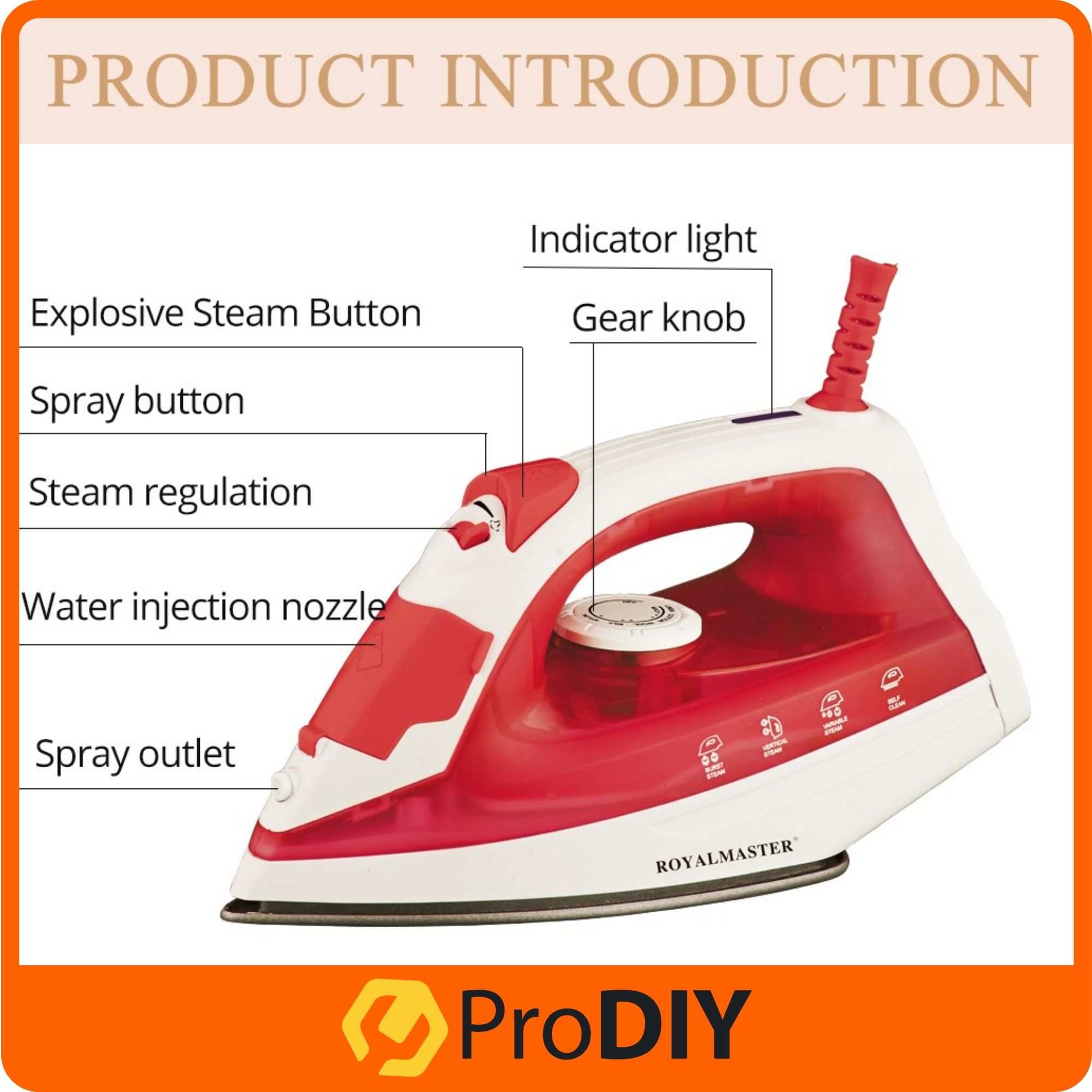 ROYALMASTER Steam Iron Travel Iron (1200W) Non Stick With Over Heat Protection - RM555/LB-1901
