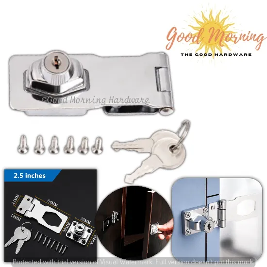 1PCS Plating Self Locking Security Hasp w/ 2 Keys Staple Lock (SIZES 2