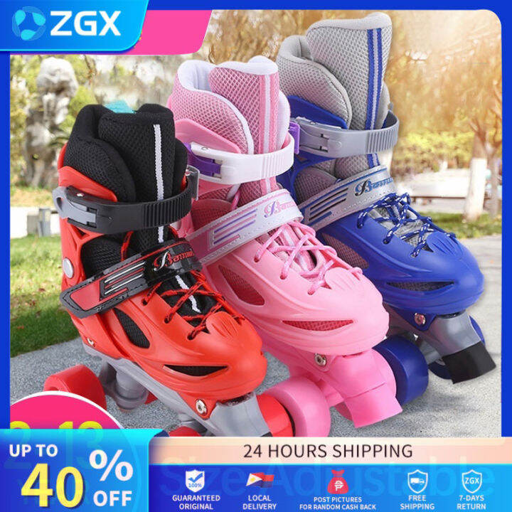 Double row roller skates 4 wheel roller skates with adjustable size