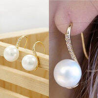 Jingg เครื่องประดับแฟชั่นวางต่างหูคริสตัล Hook ต่างหูผู้หญิงเก๋ faux Pearl ต่างหู