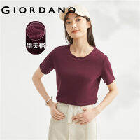 Giordanoผู้หญิง Giordano เสื้อยืดคอกลมแขนสั้นทรงสลิมแขวนคอสูงขนาดเล็ก 13321015