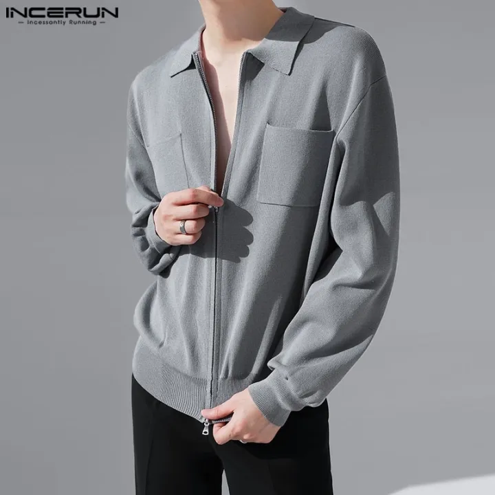 incerun-เสื้อกันหนาว-แขนยาว-มีซิป-คุณภาพสูง-สําหรับผู้ชาย