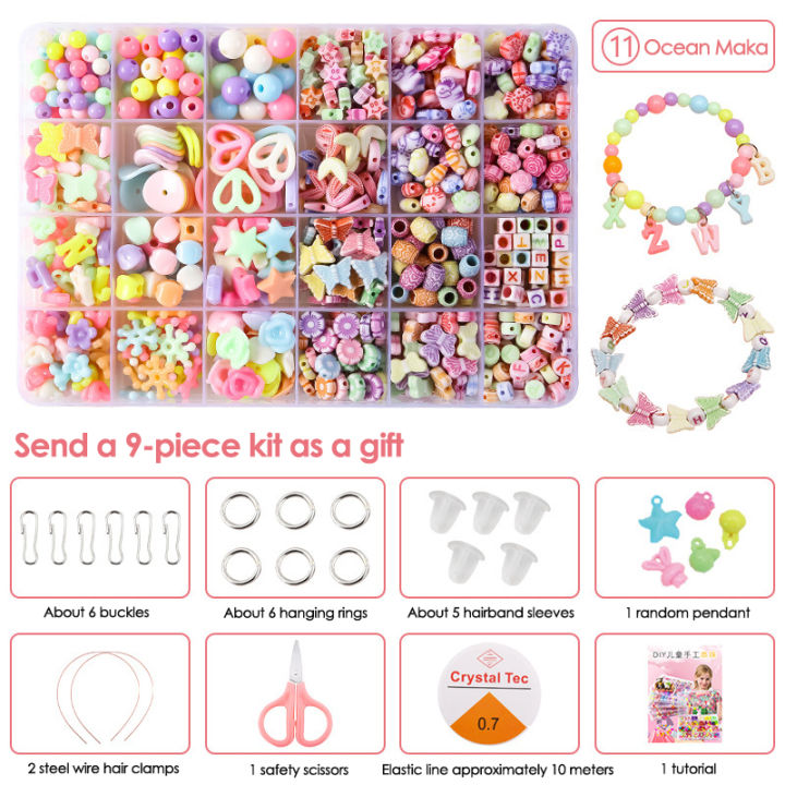Kids DIY Bead Jewelry Making Kit Beads for Girls Art and Craft Bracelets  Necklace Hairb Rings Toy Birthday Gift