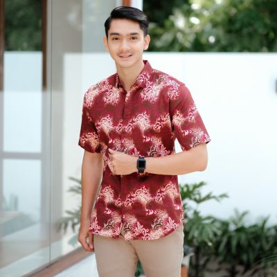 Short Sleeve Men Songket Batik Shirt Premium Mens Batik Shirt
