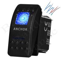 Dual Blue Led Light Anchor Symbol Rocker Switch 7P (ON) OFF ON Momentary Toggle Switch for Car Marine Boat RV Yacht Boat Parts