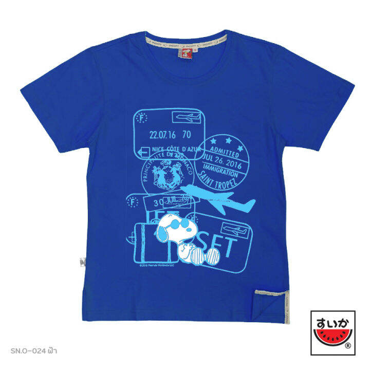 suika-แตงโม-เสื้อแตงโม-เสื้อยือคอกลม-snoopy-ลายเดินทาง-sn-o-024