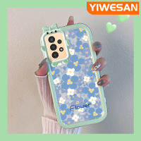 YIWESAN A13ปลอกสำหรับ Samsung 5G เคสแฟชั่นบลูรูปโบว์ลายดอกไม้มอนสเตอร์ตัวเล็กเคสนิ่มกันกระแทกทนทานต่อการขีดข่วนเคสเคสโทรศัพท์โปร่งใสเลนส์กล้องถ่ายรูปซิลิกาเจล TPU