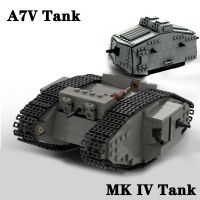 WW1ชุดถังต่อสู้ A7V ทหารเยอรมนีชุด WW2บล็อกตัวต่อทหาร MK IV รถถังสงครามทหารยานพาหนะอิฐของขวัญของเล่นเด็กกองทัพ