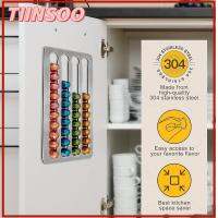 TIINSOO กาวติดแน่น ที่ใส่กาแฟพ็อดส์ เหล็กไร้สนิม ต้นฉบับแบบดั้งเดิม ที่จัดเก็บฝักกาแฟ อุปกรณ์เสริมเสริม ติดผนังแบบติดผนัง ชั้นวาง Nespresso POD อุปกรณ์สำหรับห้องครัว