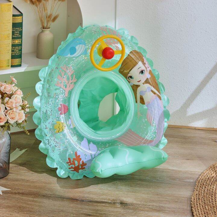 cartoon-mermaid-infant-float-pool-swimming-ring-inflatable-circle-baby-seat-with-steering-wheel-summer-beach-party-pool-toys