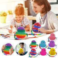 Rainbow Duck поп ит Coin Purse Fidget Toys Push Bubble Simple Dimple Girls Messenger Bag Autism Stress Reliever Sensory Toy Gift