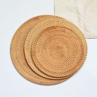 22/26/30/35CM Natural Handmade Rattan Table Coaster Round Christmas Table Mat Insulation Mat Table Decor 1PC