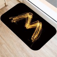 Golden Letter Non-Slip Kitchen Bath Entrance Door Mats Suede Velvet Carpet Colorful Indoor Floor Doormat Rug Home Decor 48251