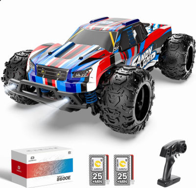DEERC High Speed RC Car Full Proportional Remote Control Truck, All Terrains 4WD RC Truck W/LED Lights, 50 Mins Play, 25 Km/h Electric Vehicle Toy, 2.4Ghz 1:20 Off Road Monster Truck, Xmas Gift 1:20 Scale