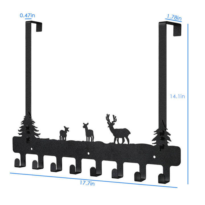 ที่แขวนประตู-ห้องน้ำชั้นวางผ้าขนหนู8ตะขอ-ถอดออกได้เก็บตะขอเสื้อ-ที่แขวนประตูชั้นวางผ้าขนหนู-rust-proof-เหล็กคาร์บอนตะขอแขวนผ้าขนหนูภายในห้องน้ำสีดำ