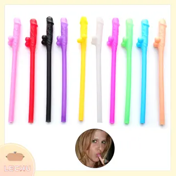 20pcs Plastic Novelty Bachelorette Party Penis Straws Nude Dick