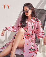 TY.BKK PEONY SHIRT STRAWBERRY DRESS [เชิ้ตเดรสสีชมพู]