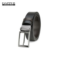 DAPPER เข็มขัดผู้ชาย หนังแท้ แบบใส่ได้ 2 ด้าน Reversible Pin Buckle Belt สีดำ