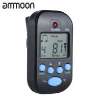 [ammoon]เครื่องเคาะจังหวะดิจิทัลแบบมีคลิปสำหรับมืออาชีพหน้าจอ LCD น้ำหนักเบา &amp; ขนาดเล็กสำหรับไวโอลินกีตาร์เบสเครื่องดนตรีสีดำ