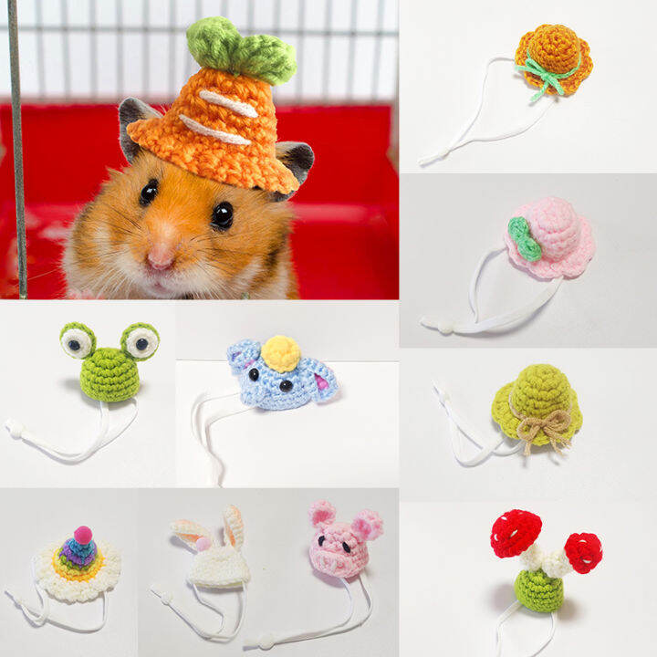 บ้านตุ๊กตา-p5u7อุปกรณ์เสริมสำหรับหนูแฮมสเตอร์หมวกหนูแฮมสเตอร์หมวกตกแต่งหมวกสุนัขถักอุปกรณ์ของเล่นน่ารัก
