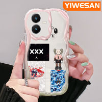 YIWESAN เคสสำหรับ VIVO Y22 Y22s เคสแนวโน้มแฟชั่นลายกราฟฟิตีแนวสตรีทแบบขอบโค้งเคสใสเนื้อครีมเคสมือถือฝาครอบป้องกัน