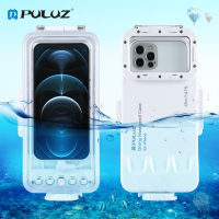 PULUZ เคสดำน้ำกันน้ำ45ม./147ft สำหรับ iPhone 13 Series, iPhone 12 Series, iPhone 11 Series, iPhone X Series, iPhone 8 &amp; 7, iPhone 6S,IOS 13.0หรือสูงกว่ารุ่น iPhone (สีขาว)