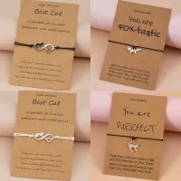 Simple Metal Animal Cat Fox Bracelet Girl Kids Women Gift Friendship Infinite 8 Pendant Charm Strap Rope Bracelets Jewelry Gifts