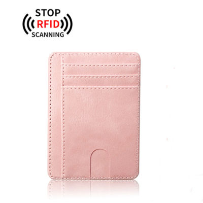 RFID Card Blocking Thin ID Slim Wallet Credit Anti-scan Women Leather